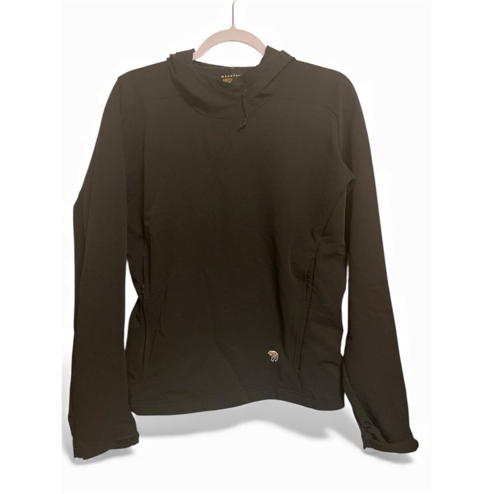 Mountain Hardwear Women Black Quarter Zip Hooded Softshell Pullover Jacket  M